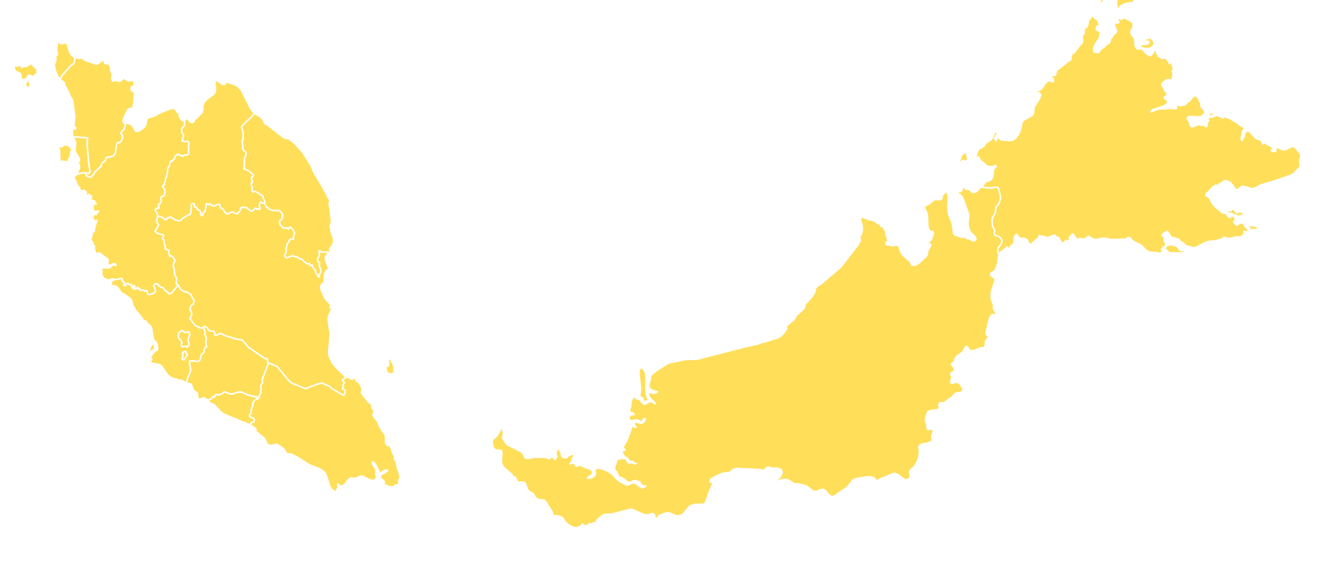 Map of Malaysia showing XXL Space Share locations in Rawang, Puchong, and Senai